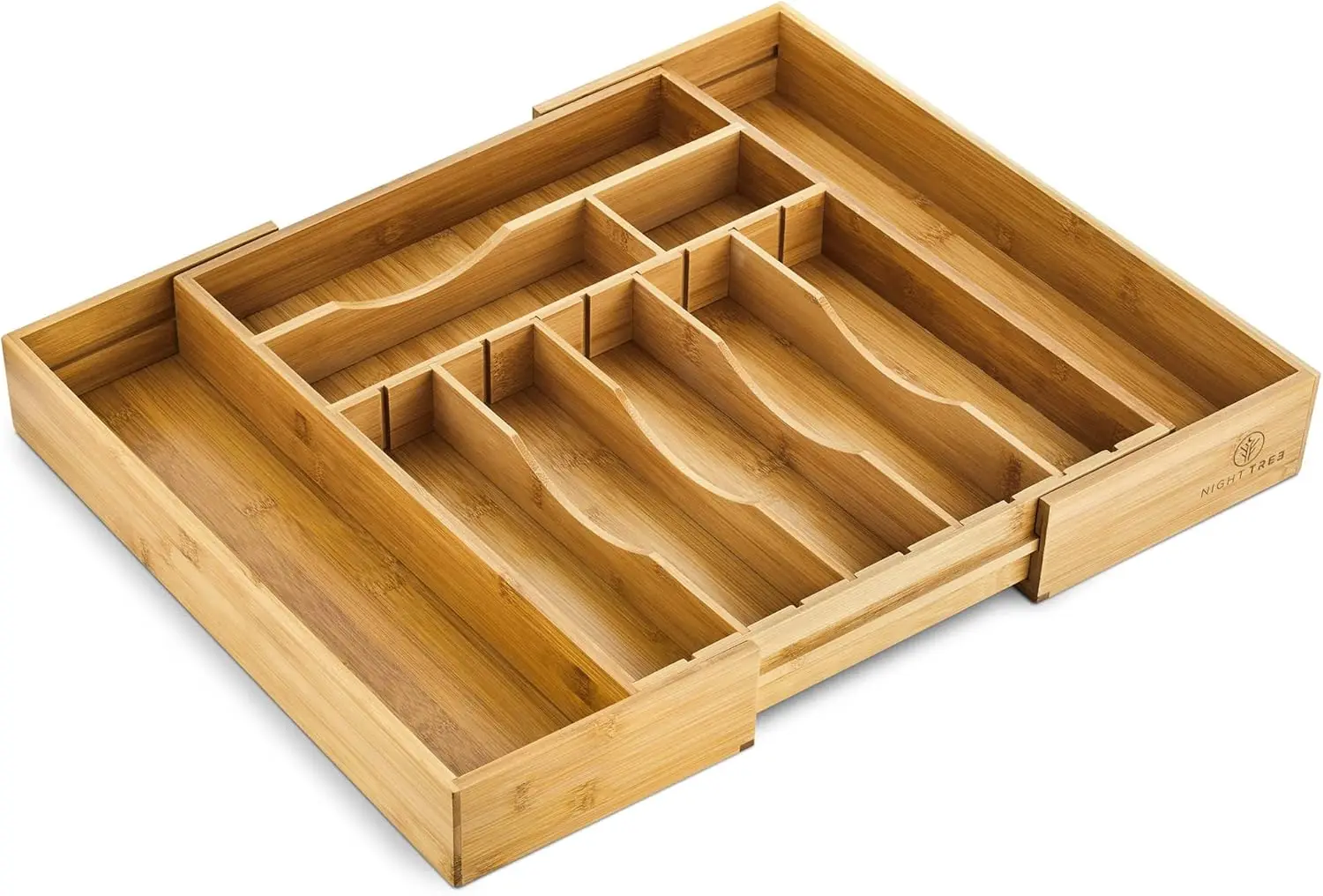 

Expandable Bamboo Silverware Drawer Organizer with Adjustable Dividers, 14-21.6" Wide, Extra Deep for Kitchen Storage