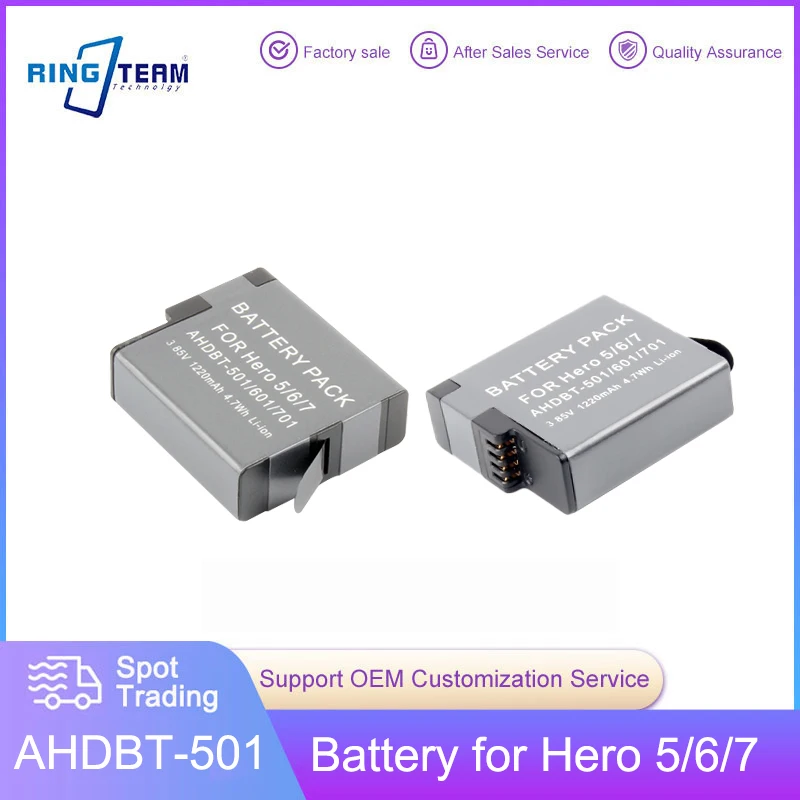 

AHDBT-501/AHDBT-601/AHDBT-701 Rechargeable Battery High Capacity for Hero 5 6 7 Black Action Camera
