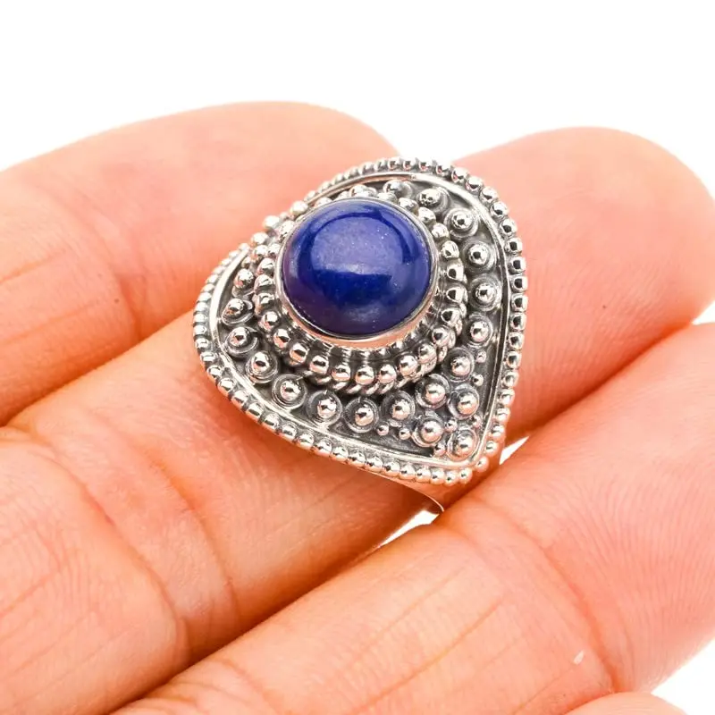 

StarGems® Natural Lapis Lazuli Handmade 925 Sterling Silver Ring 8.5 F0025