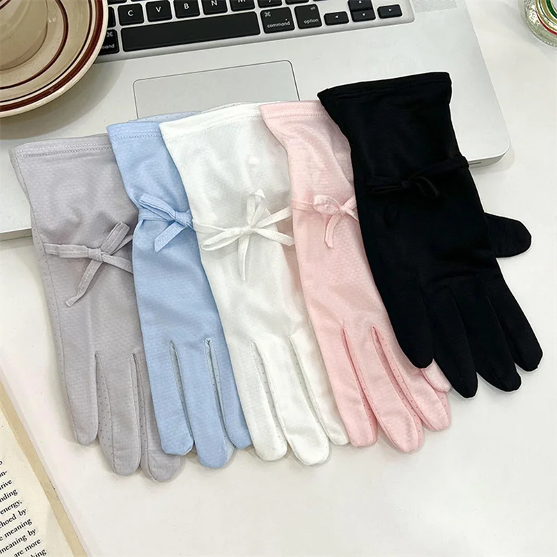 Women Summer Ice Silk Light Breathable Touchscreen Gloves Quick Dry Sunscreen Driving Cycling Anti-slip UPF50+ Anti-uv Gloves