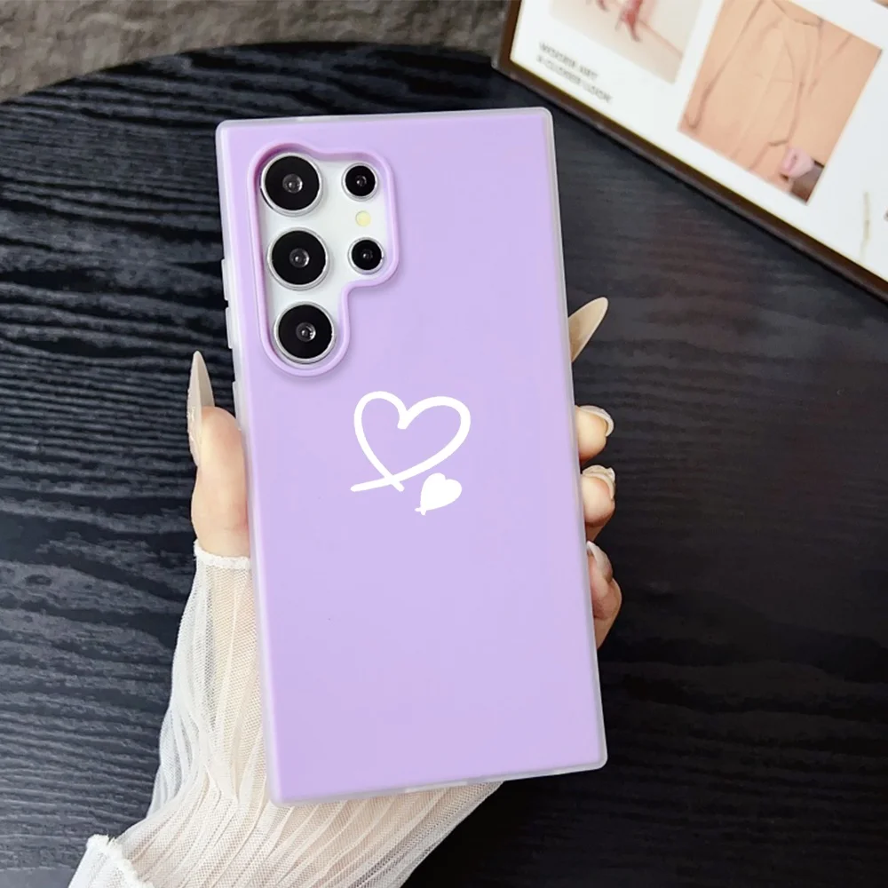 INS White Heart Pattern Phone Case For Samsung Galaxy S26 S25 S24 S23 Ultra S21 FE S22 Plus A57 A56 A55 A54 A34 A36 A35 5G Cover