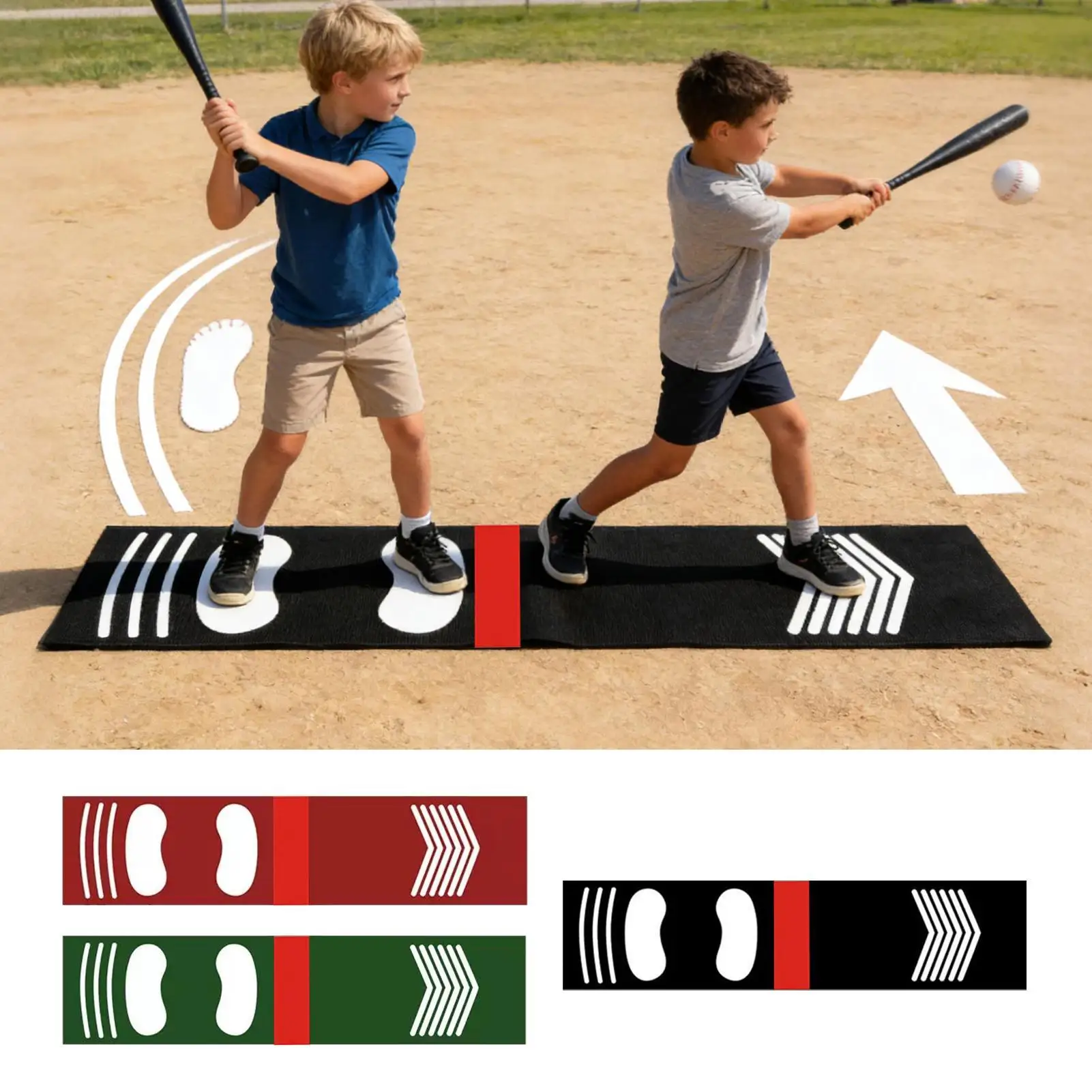 Non-Slip Multi-Purpose Baseball Softball Hitting Mat Training Supplies Durable Practice Mat for Backyard, Gym & Team Training