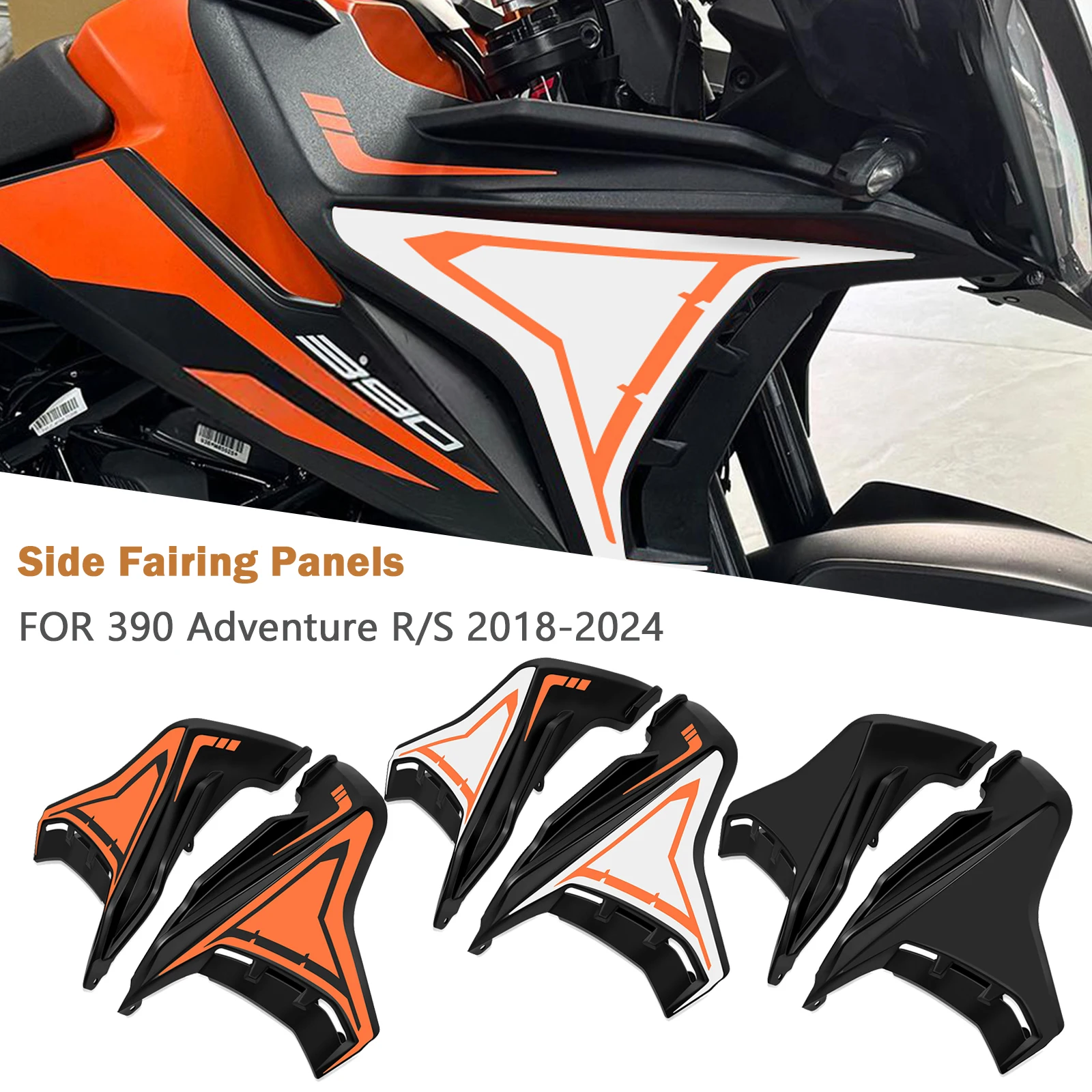 

Для 390adv R S 390 ADV 2024 2018-2023 мотоцикла, передний обтекатель, боковые панели, ветрозащитная панель, крышка лобового стекла, боковая крышка кузова