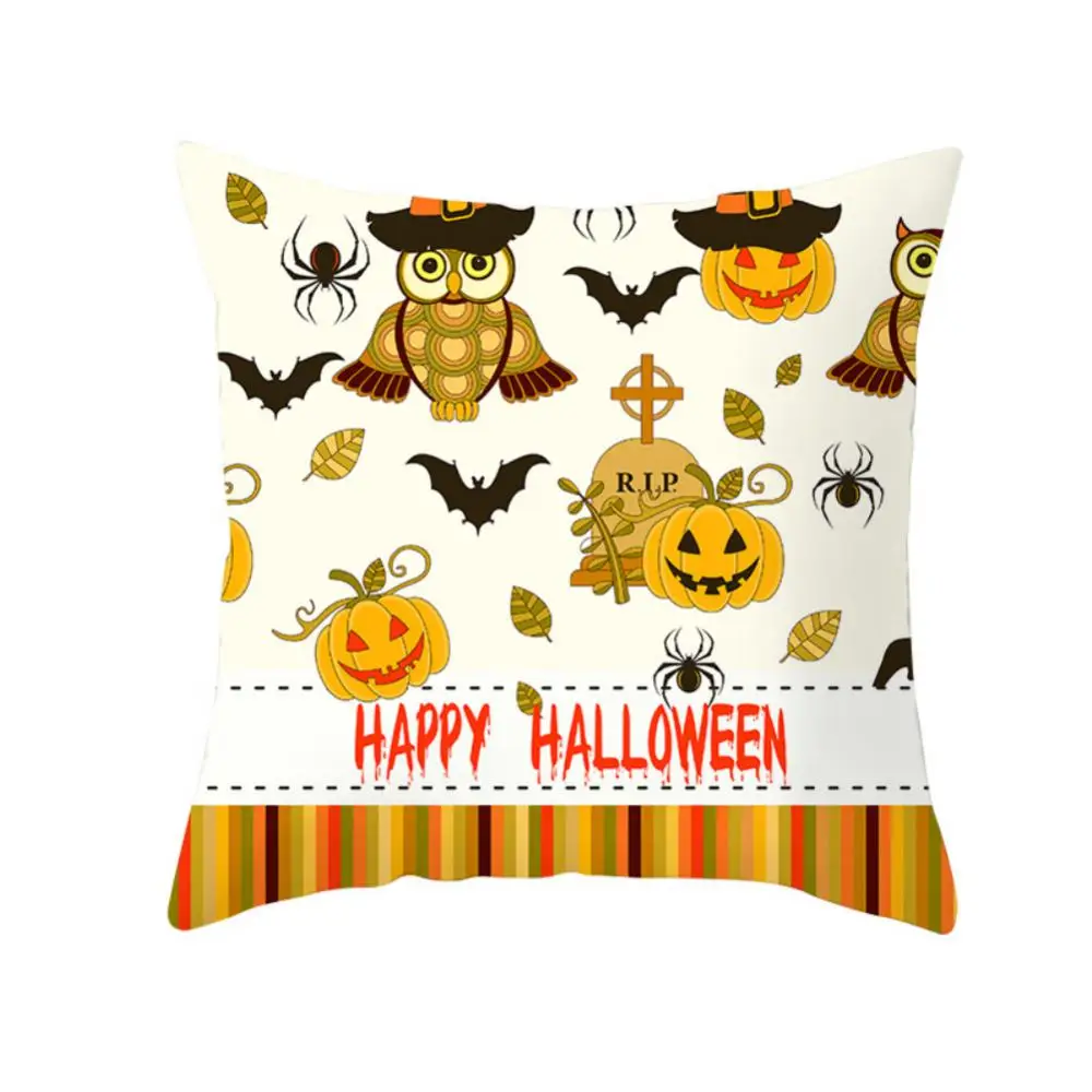 Halloween series horror pumpkin print pattern cushion cover for home living room sofa decoration square polyester pillowcase