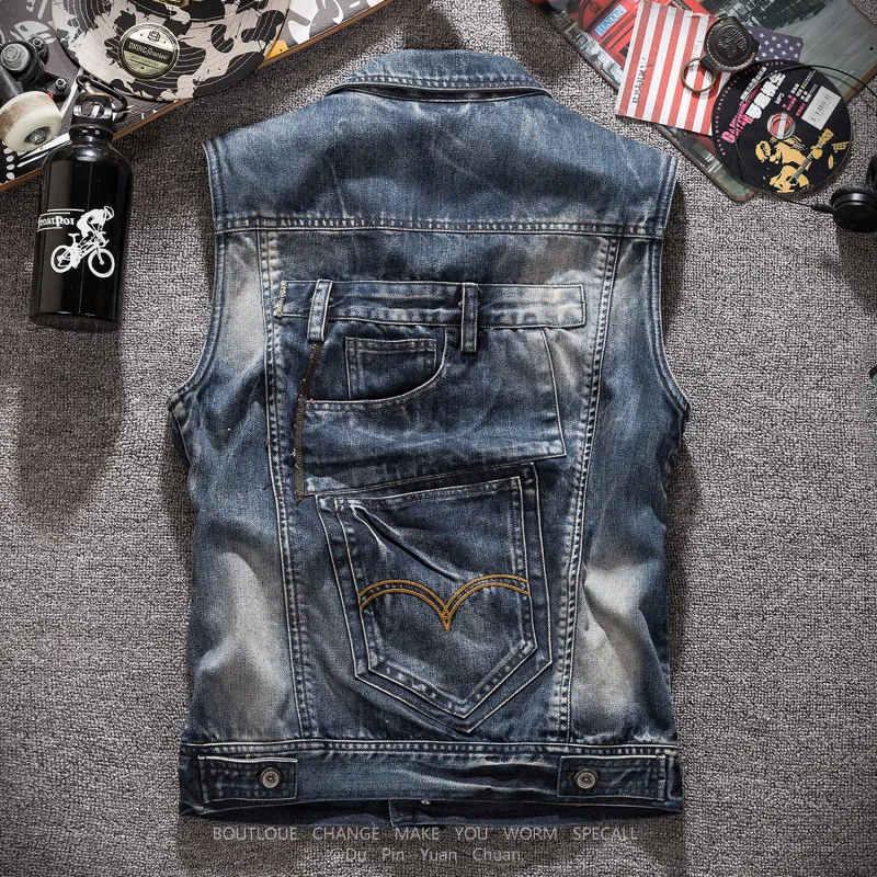 New Fashion Men Retro Grey Den - Men'S Fashion Vest With Jeans บทวิจารณ์และราคา