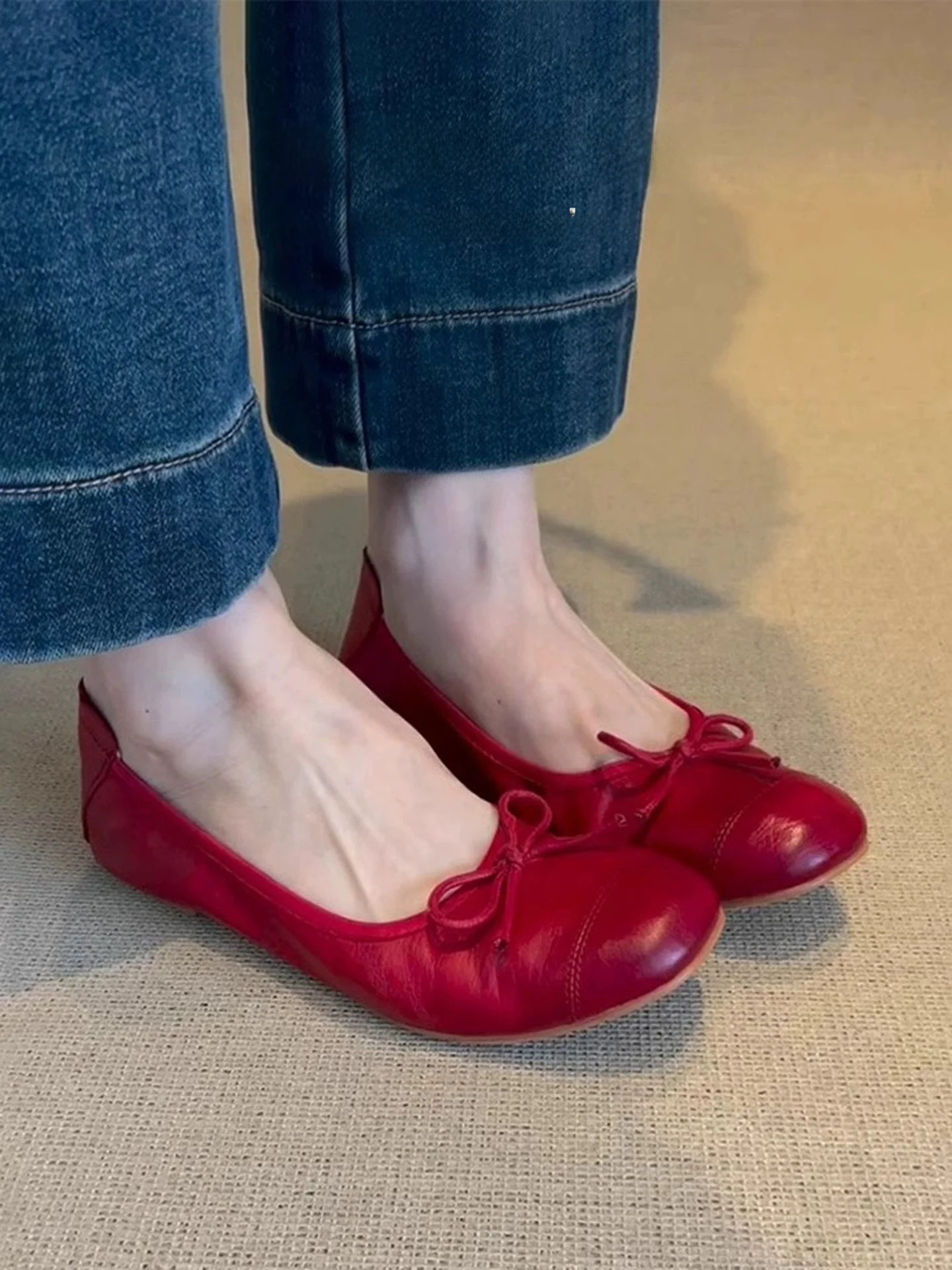 ultra-soft-lamb-skin-flat-bottom-single-shoes-women's-soft-sole-comfortable-knot-slip-on-ballet-shoes-summer-new-2026