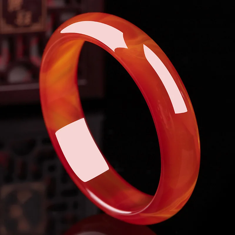jade for women young girls' fine natural genuine agate widened red bracelet that brings prosperity