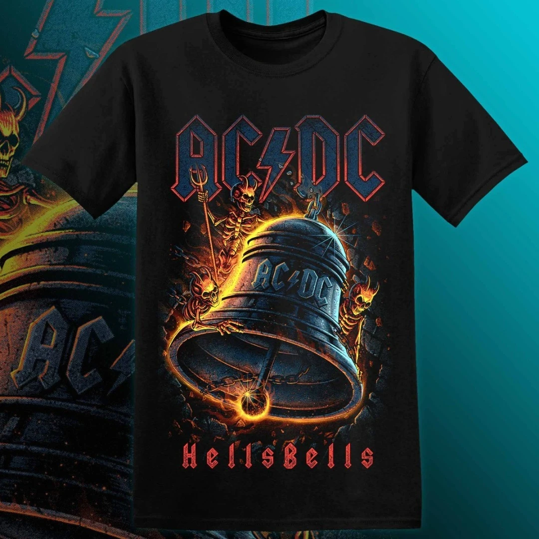 

ACDC HELL BELS T-Shirt Men Women Short Sleeve Retro Band Y2k T-shirt Streetwear Luxury Brand Tops Summer Clothes Men's Clothing
