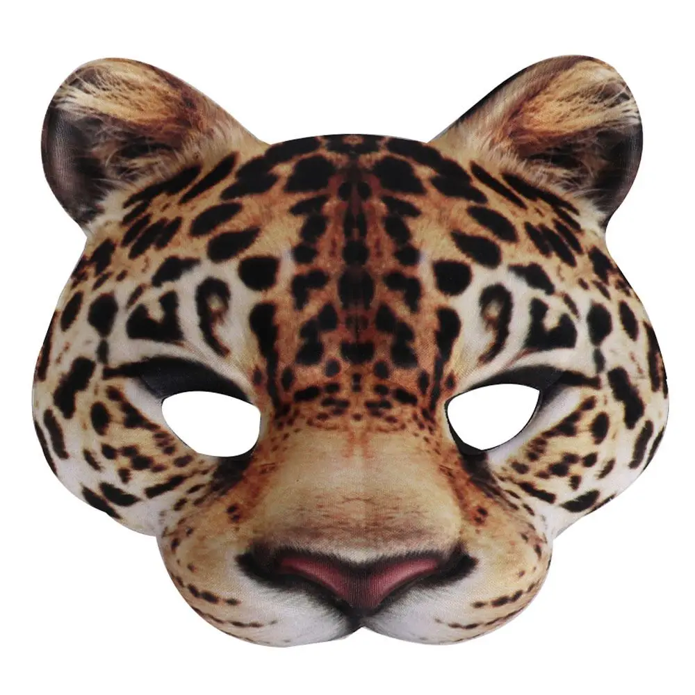 Máscara de leopardo con patrón de tigre para baile, accesorios de Cosplay, decoración de Halloween, moda divertida