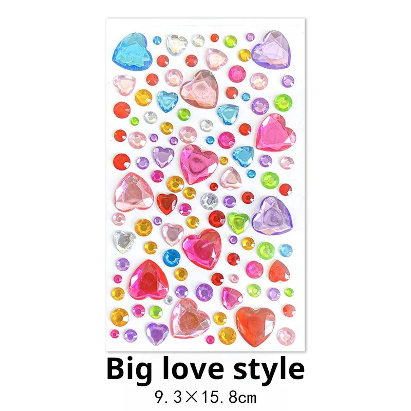 Colorful Gem Sticker Acrylic Crystal Sticker Diy Three-dimensional Decorative Rhinestone Girls Diamond Sticker For Children