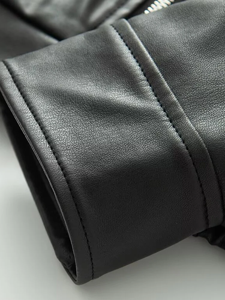 유럽 및 미국 스타일 여성 의류 신상 패셔너블하고 다재다능한 루즈 캐주얼 라펠 가죽 재킷