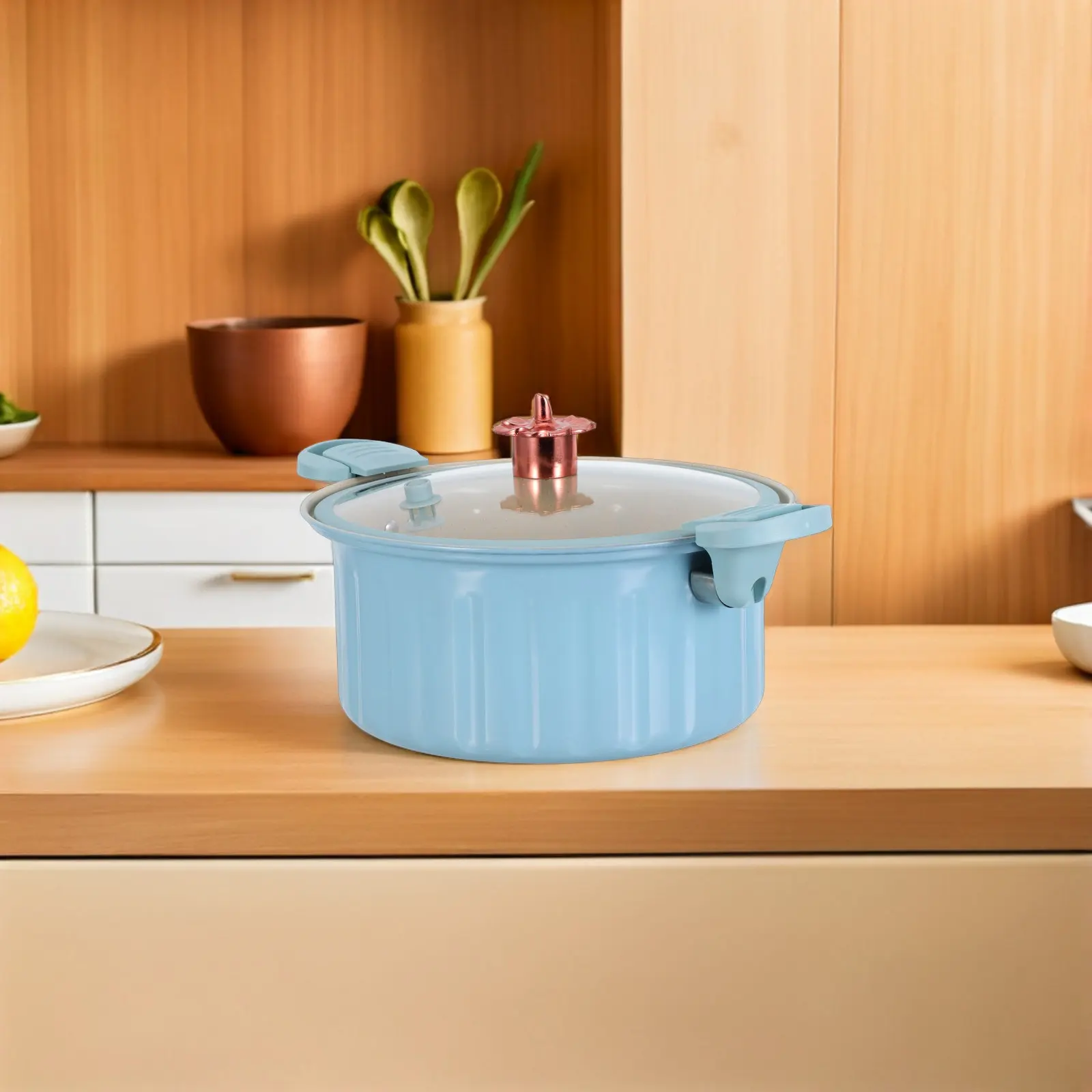 8L Micro Pressure Cooker Soup Pot Glass Lid Nonstick Interior Multi-Function Stew and Steam Pot for Rich Flavor Safe Handling