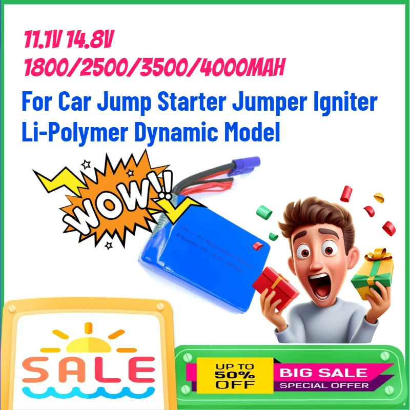 

11.1V 14.8V 1800/2500/3500/4000mAh Battery for Car Jump Starter Jumper Igniter Li-Polymer Dynamic Model Rechargeable Battery