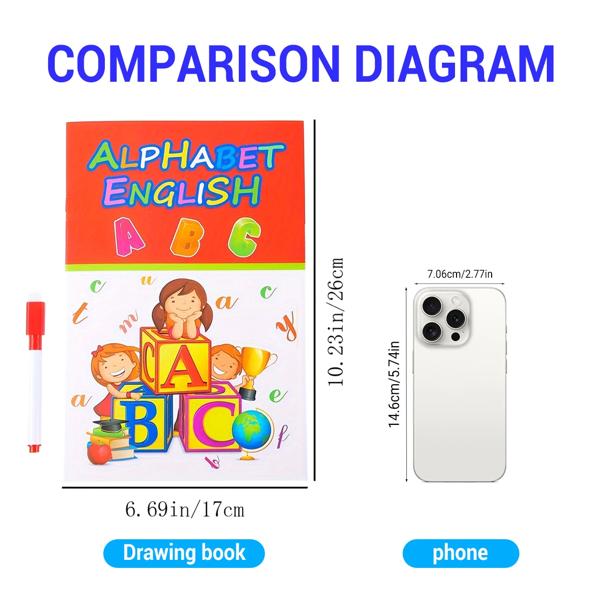 Children's Exercise Book Practice Alphanumeric Erasable Reusable Comes with a Pen Colorful Illustrations Preschool Starter Book