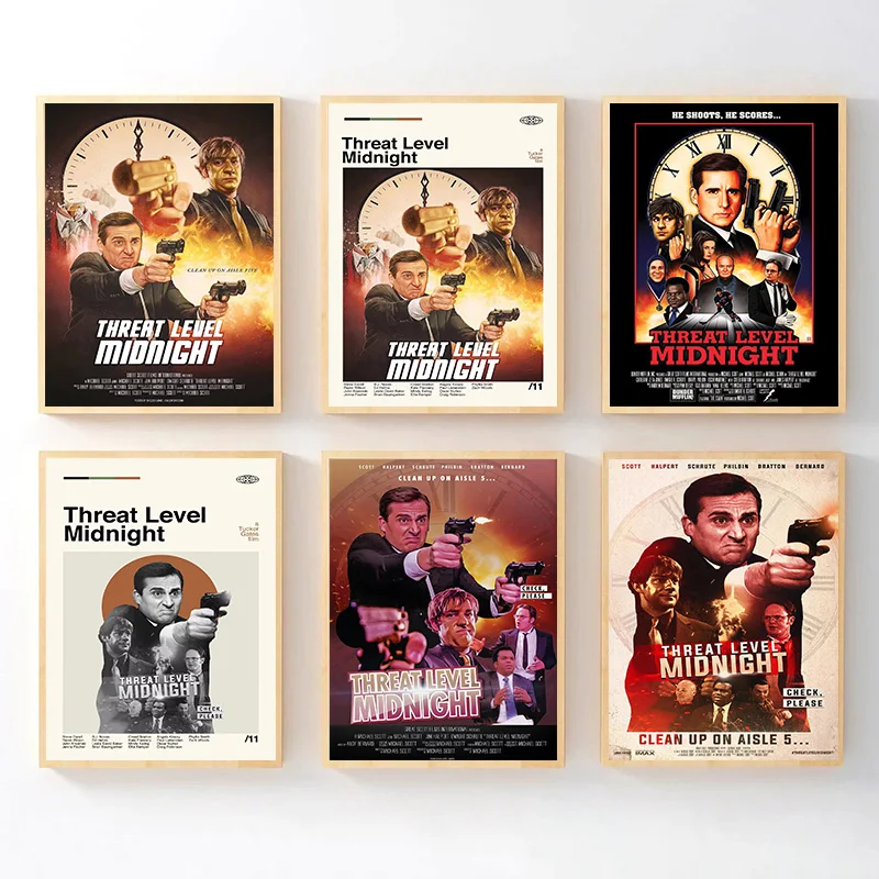 Threat Level Midnight Movie Poster The Office Michael Scott Canvas Painting Classial Picture for Living Room Home Decor Unframed