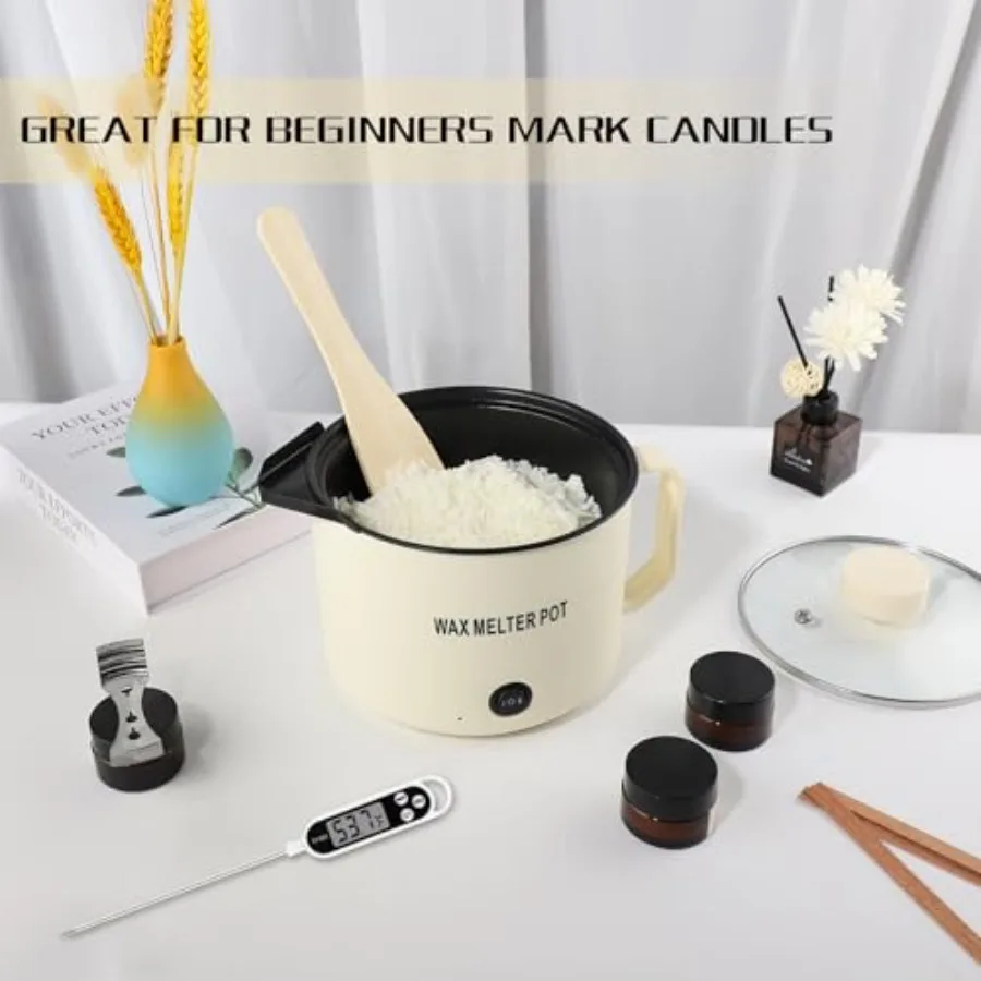 مجموعة صنع الشموع للبالغين صهر الشمع مع صب صنبور شمع الصويا 1.8L وعاء صهر غير لاصق أدوات ميزان الحرارة المشتمل في المبتدئين #5