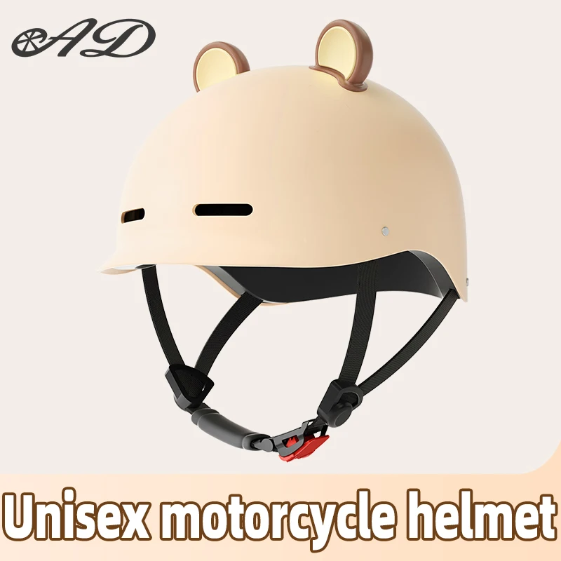 AD Cute and Cute Helmet with Bear Ears, a must-have summer half helmet for men and women all year round cycling