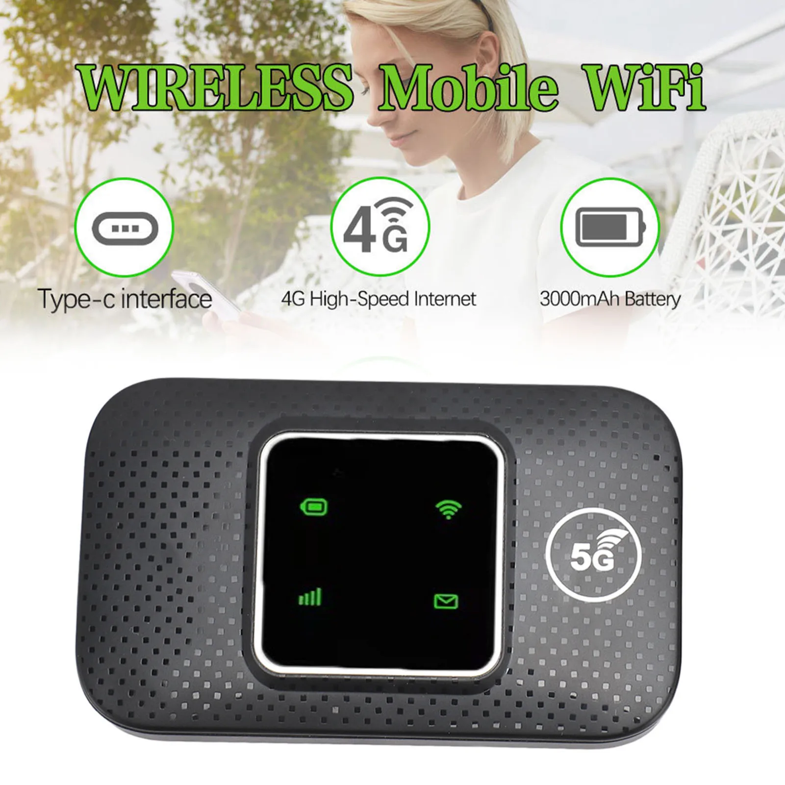 

4G LTE Mobile WiFi Hotspot 150Mbps Support Up To 10 WiFi Devices Mobile WiFi Hotspot 3000mAh with SIM Card Slot for Cell Phones