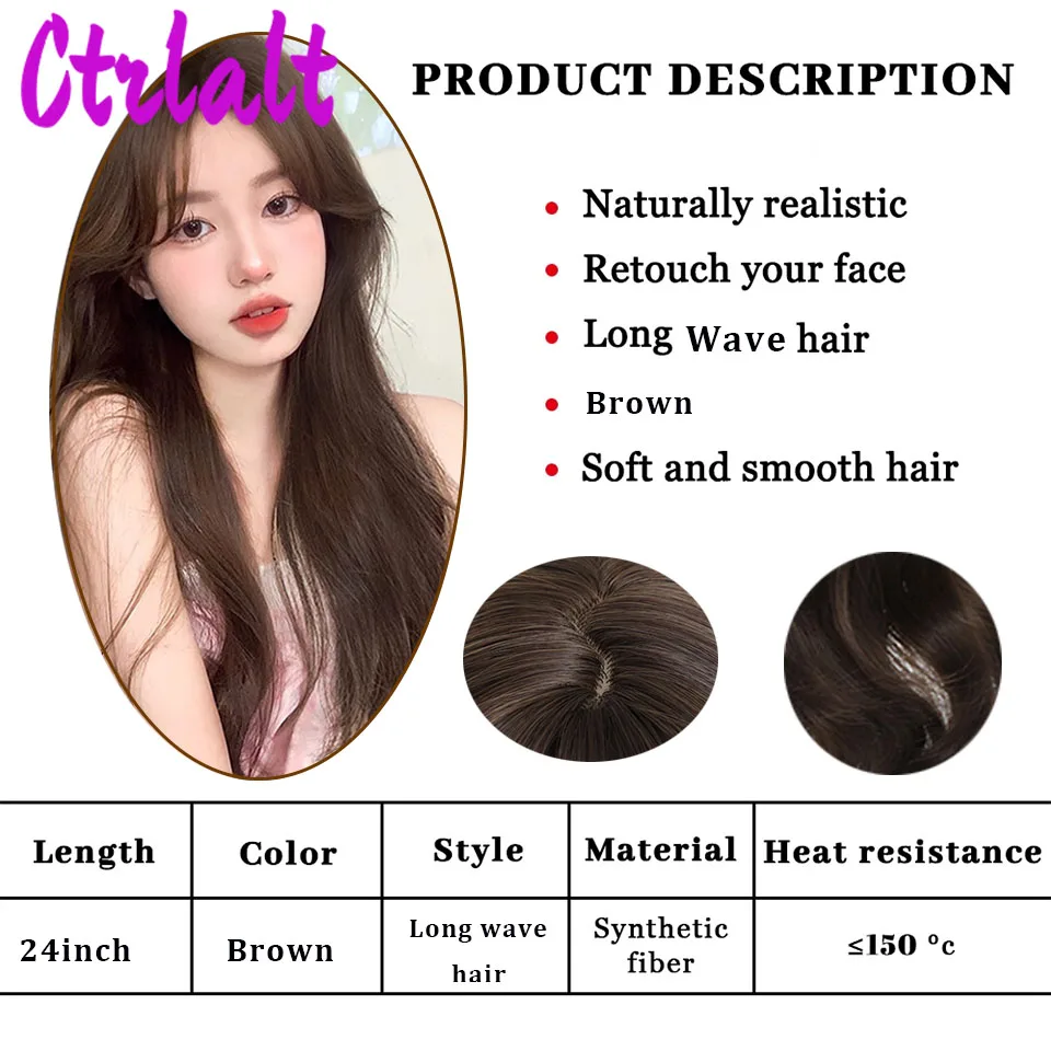 Long Wavy Black brown Cosplay Synthetic Wigs Lolita Halloween With Bangs for Women Party Dailly Heat Resistant Wig