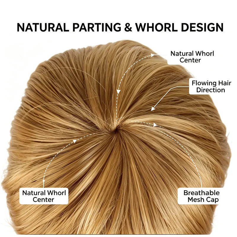 Men's Short Layered Wig, Natural Looking Fluffy Bang Wig, Heat Resistant Synthetic Wigs For Men, Daily Makeup Halloween Cosplay