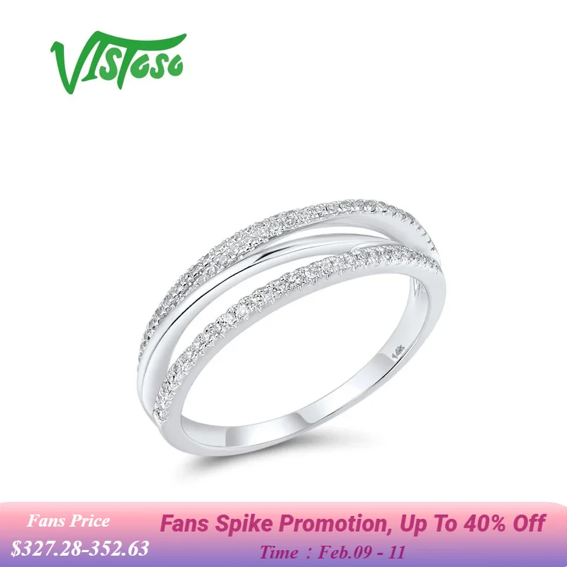 

Женское кольцо из белого золота VISTOSO, 14 к 585 пробы, со сверкающими бриллиантами, шпагат, ювелирные украшения из драгоценных камней, Хороший Подарок на годовщину помолвки