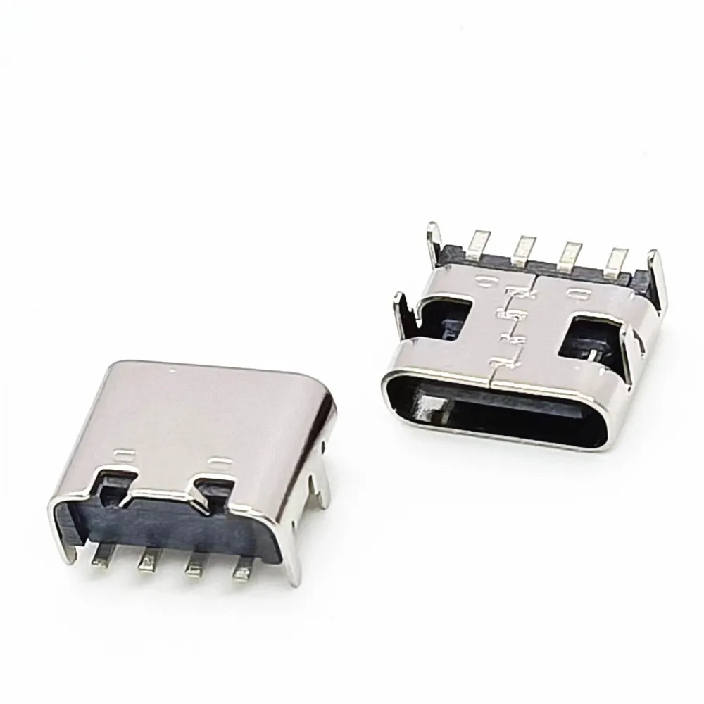 100pcs 4P Type C USB Connector Female Port Jack Tail Plug Socket Electric Terminals 4Pin DIP For PCB Board Power