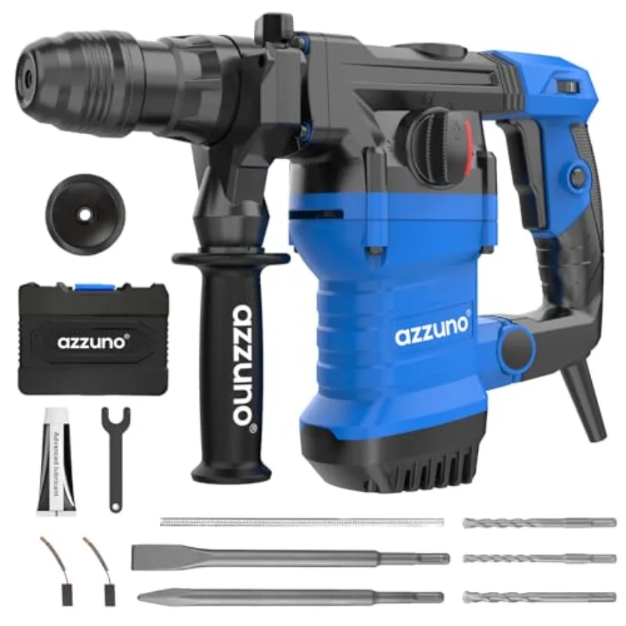 

1-1/4" SDS-Plus 15Amp Heavy Duty Rotary Hammer Drill 4 Functions for Drilling in Concrete Brick and Stone Includes Chise