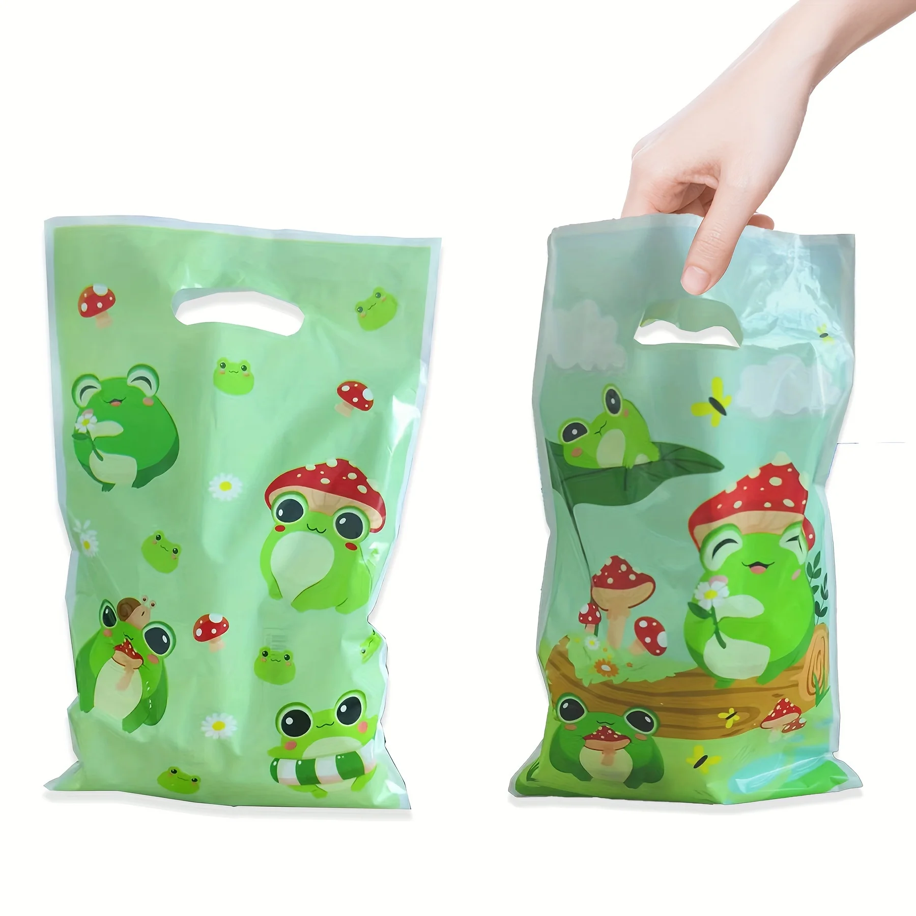 10-30 pieces of green frog and mushroom gift bags, party gift bags, birthday candy cake gift bags, holiday birthday wedding gift