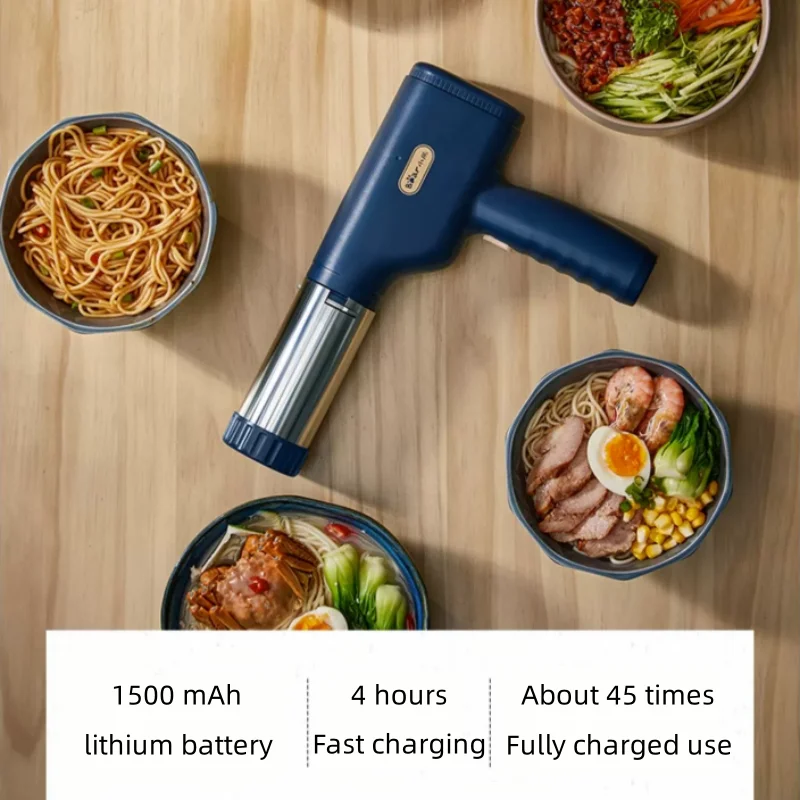 Bear Máquina de ramen portátil Máquina de macarrão doméstico elétrico Pequena máquina de fazer macarrão sem fio Bateria de lítio 1500mah 3 tipos de molde de superfície Botão de operação de uma chave Carregamento usb