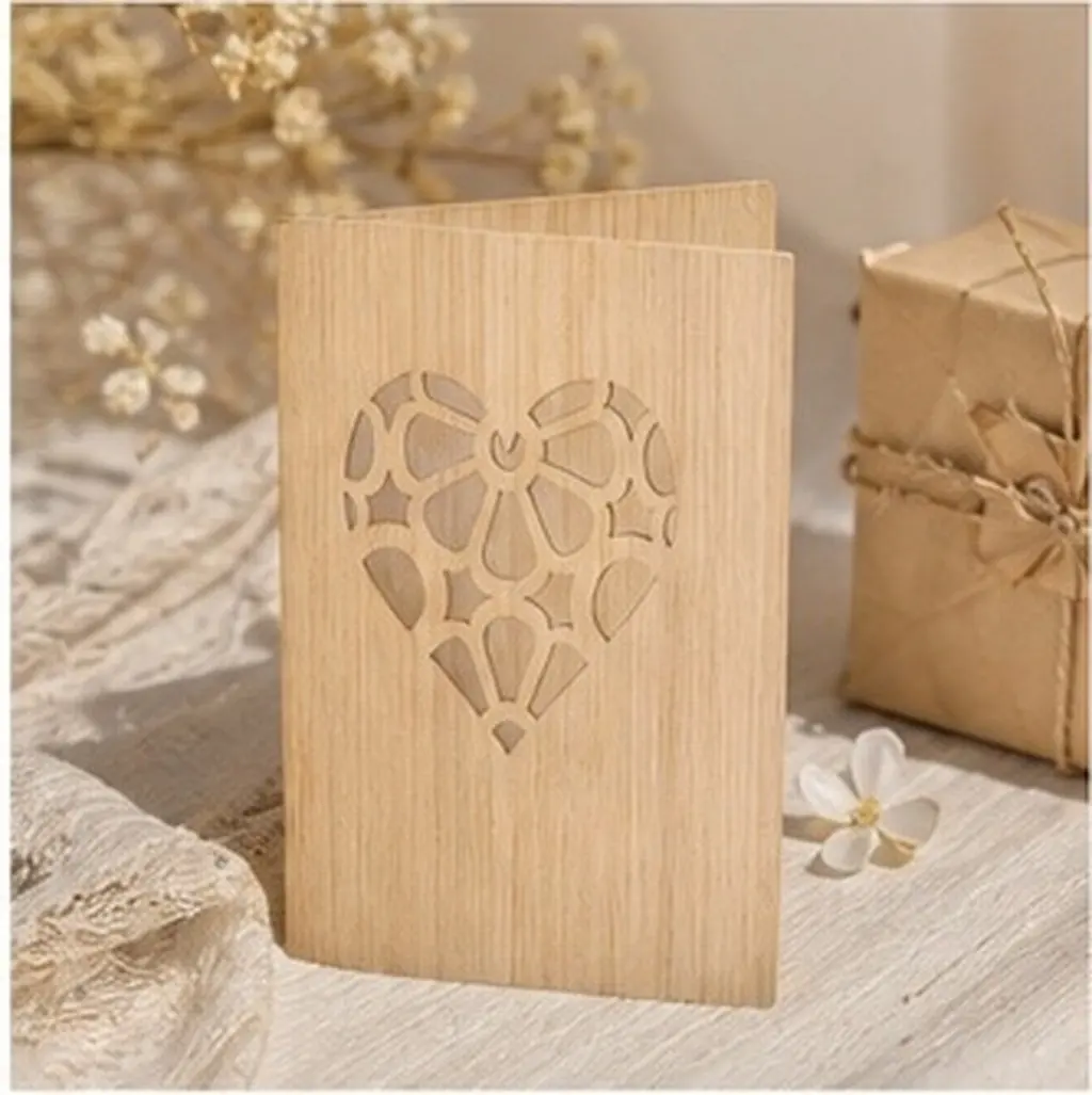 1Pcs Creative Greeting Card Thank You Birthday Message Wood Color Congratulation Festival Invitation Card Creative Message