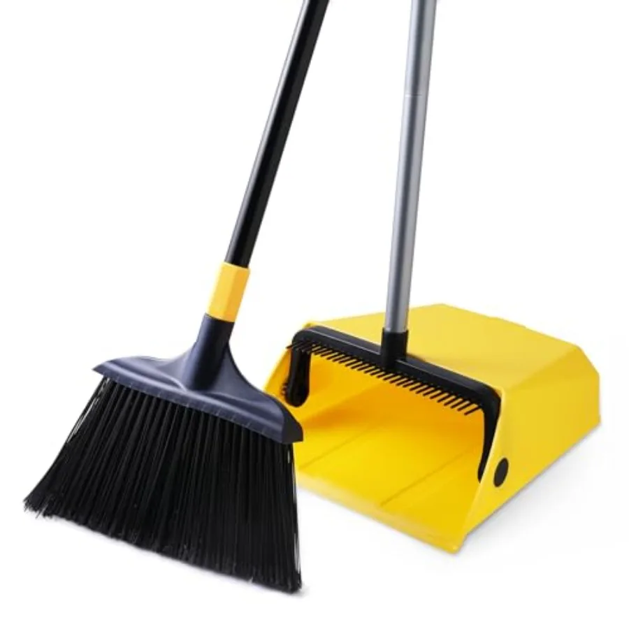 

Commercial Broom and Dustpan Set with Comb Commercial Outdoor Indoor for Courtyard Garage Lobby Mall Market Floor Home Kitchen