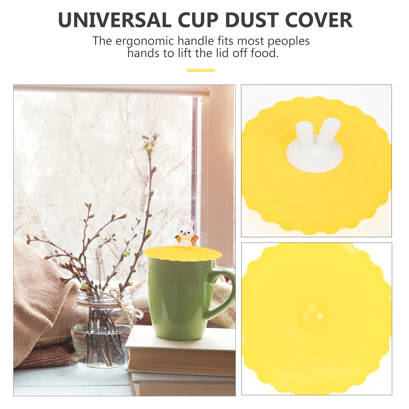 

4pcs Silicone Mug Covers Flexible Cup Lids Ergonomic Drink Wine Lid Camping Bug Proof For Cups Coffee Mugs Rabbit Wave Lid