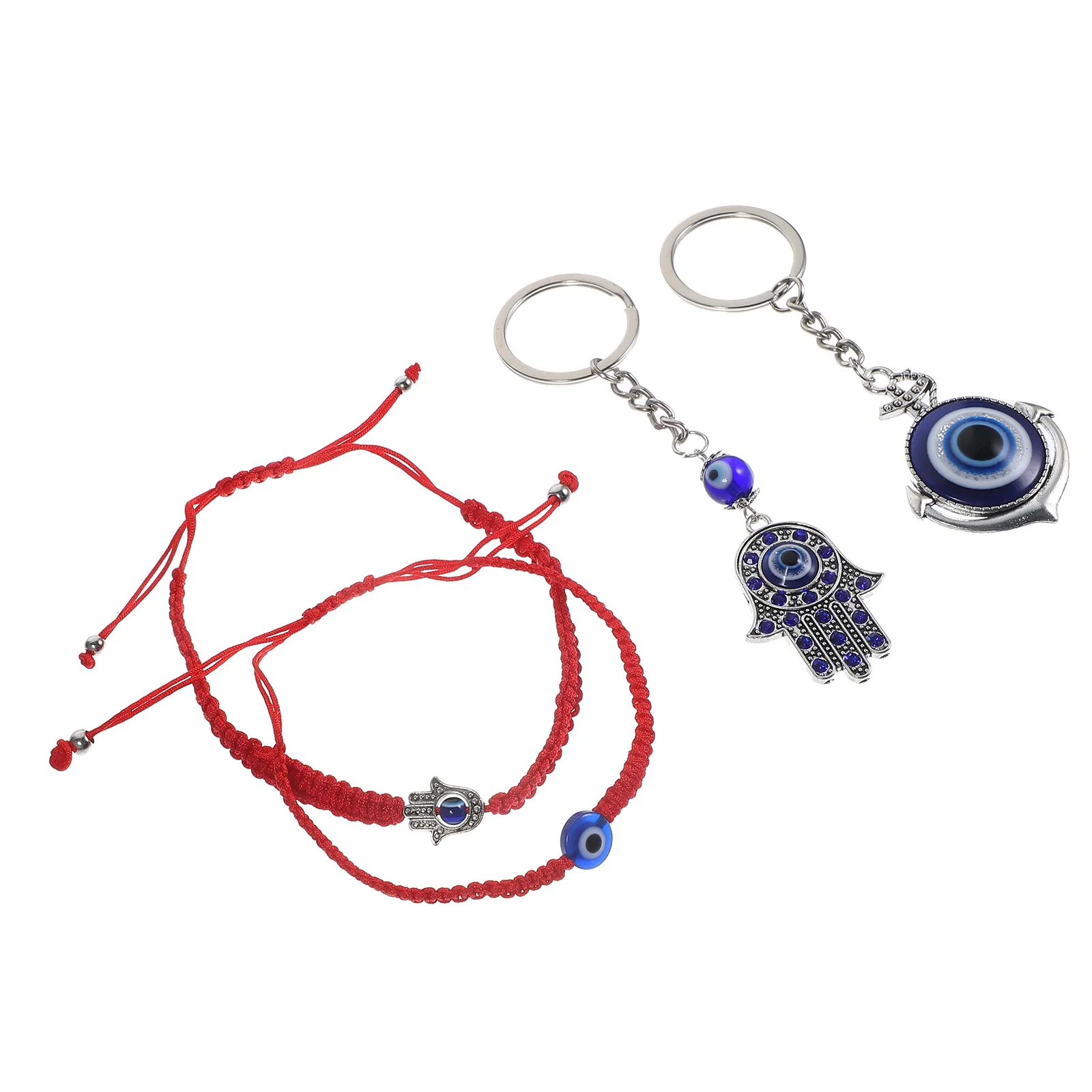 

4 Pcs Evil Eye Jewelry for Women Bracelet Women's Bracelets Spiritual Key Chain Charms