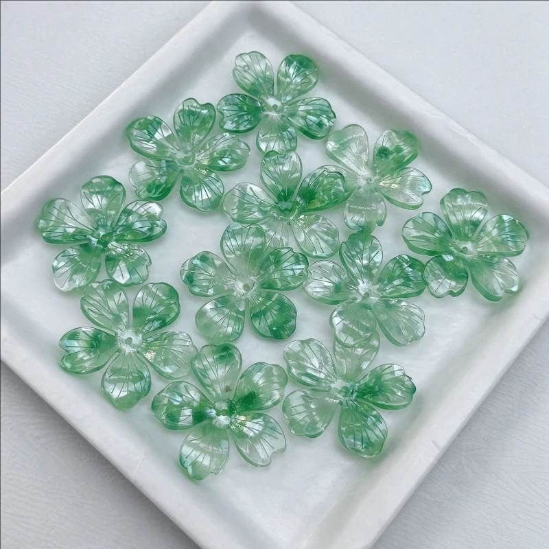 50Pcs/Lot New Acetic Acid 40MM Torus Imitation Shell Flower Beads Petals Charm Connectors Diy Hair Jewelry Making Accessories