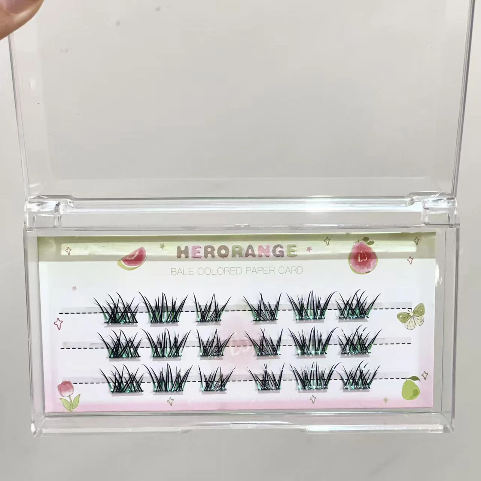 3/6/10 صفوف أسود أخضر متدرج الرموش الصناعية على شكل ثعلب مانغا الجنية رموش اصطناعية مجزأة كوس ماكياج رموش طبيعية تمديد #4