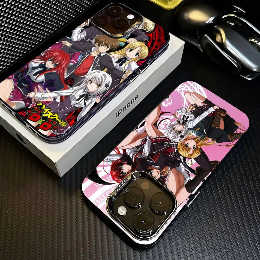 Anime High School DxD Handyhülle für iPhone 17 16 15 14 11 12 13 Pro Max Pro Plus Farbige Silberhülle