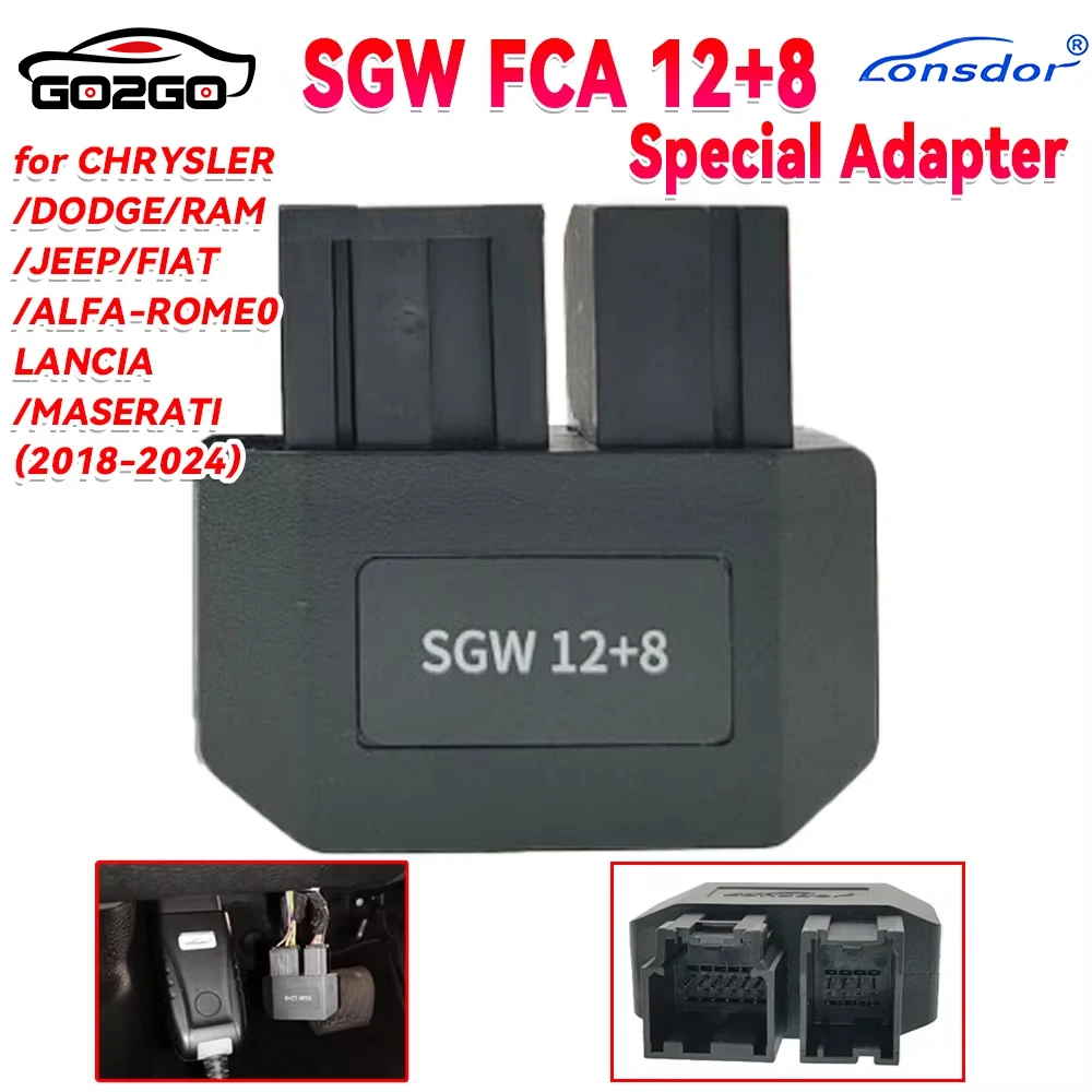 Lonsdor FCA SGW 12+8 Specialized Adapter For Chrysler /Dodge /Jeep /RAM /FIAT /MASERATI 2018+ Security Gateway Works with K518