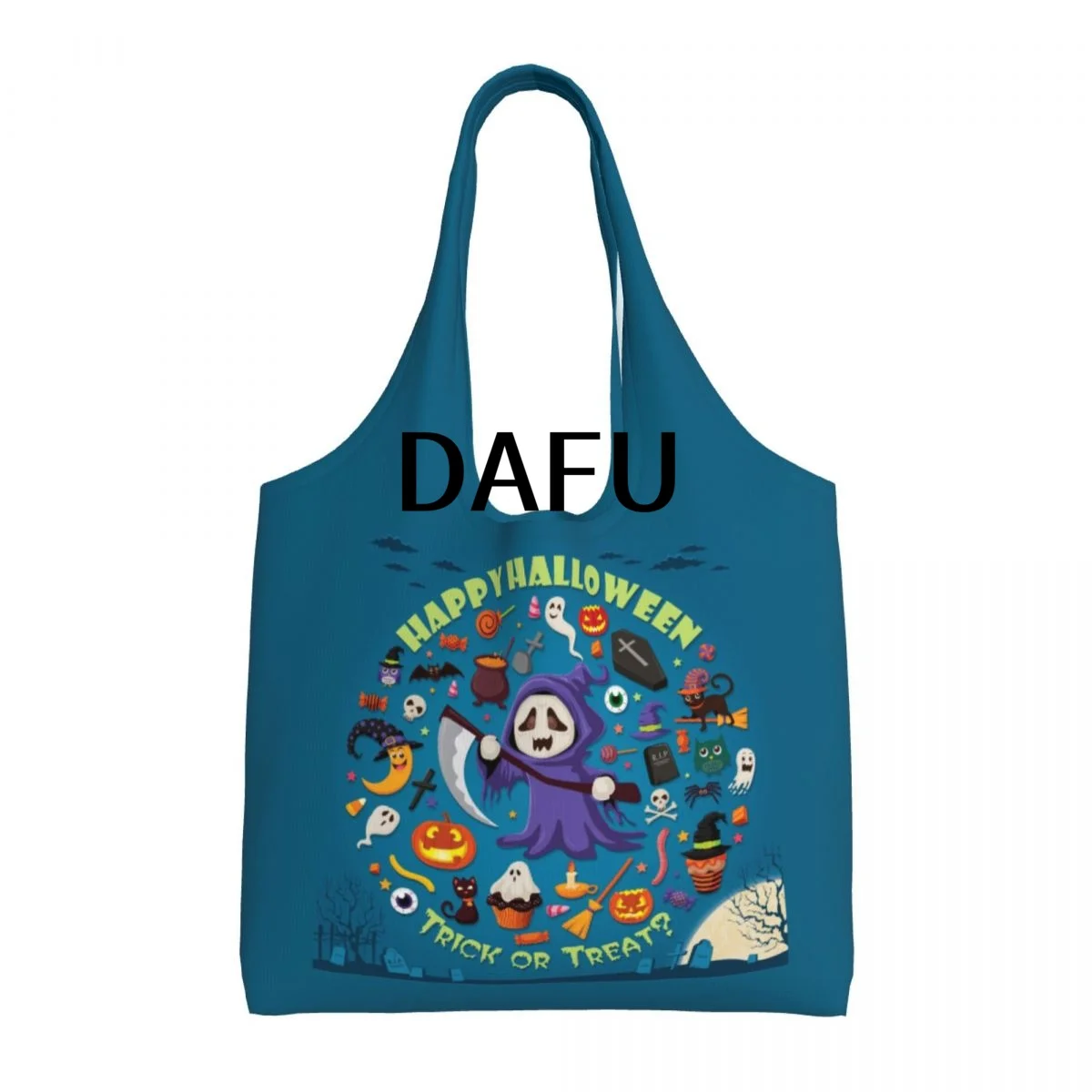 

Happy Halloween Funny Halloween Print Cotton Tote Bag - Casual Commuter Shoulder Bag for Work Grocery Shopping Trick or Treat