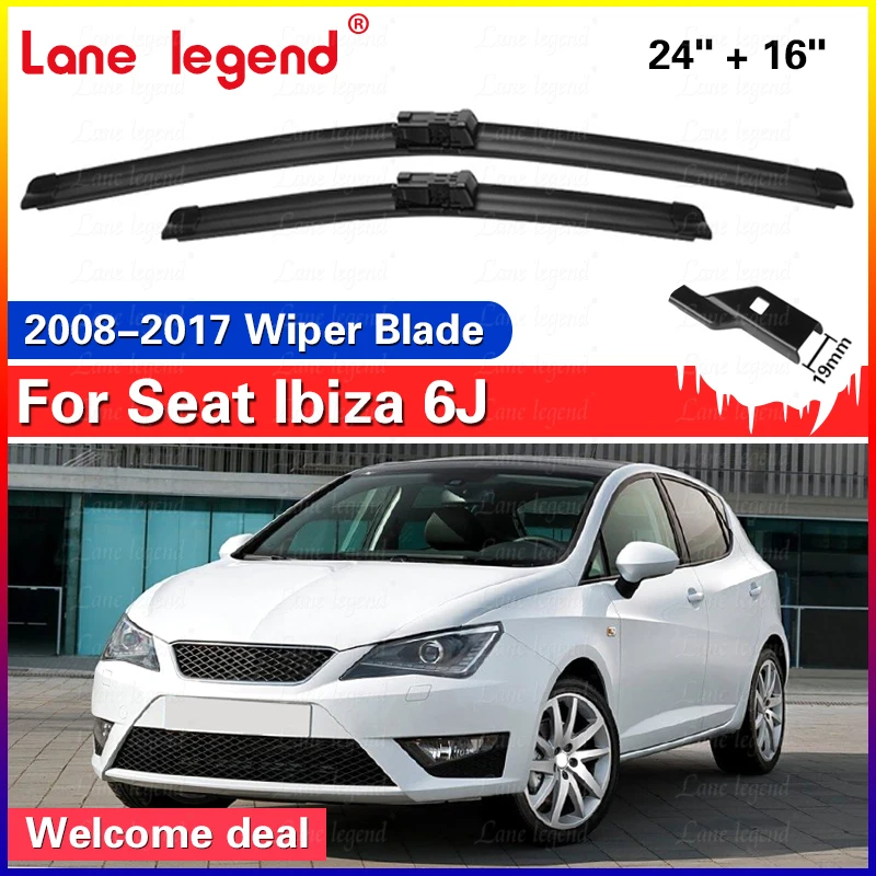 Für Seat Ibiza 6J 2008 - 2017 Wischer LHD Frontwischerblätter Windschutzscheibe Windschutzscheibe Fenster Auto Regenbürsten 24 "+ 16" Zubehör