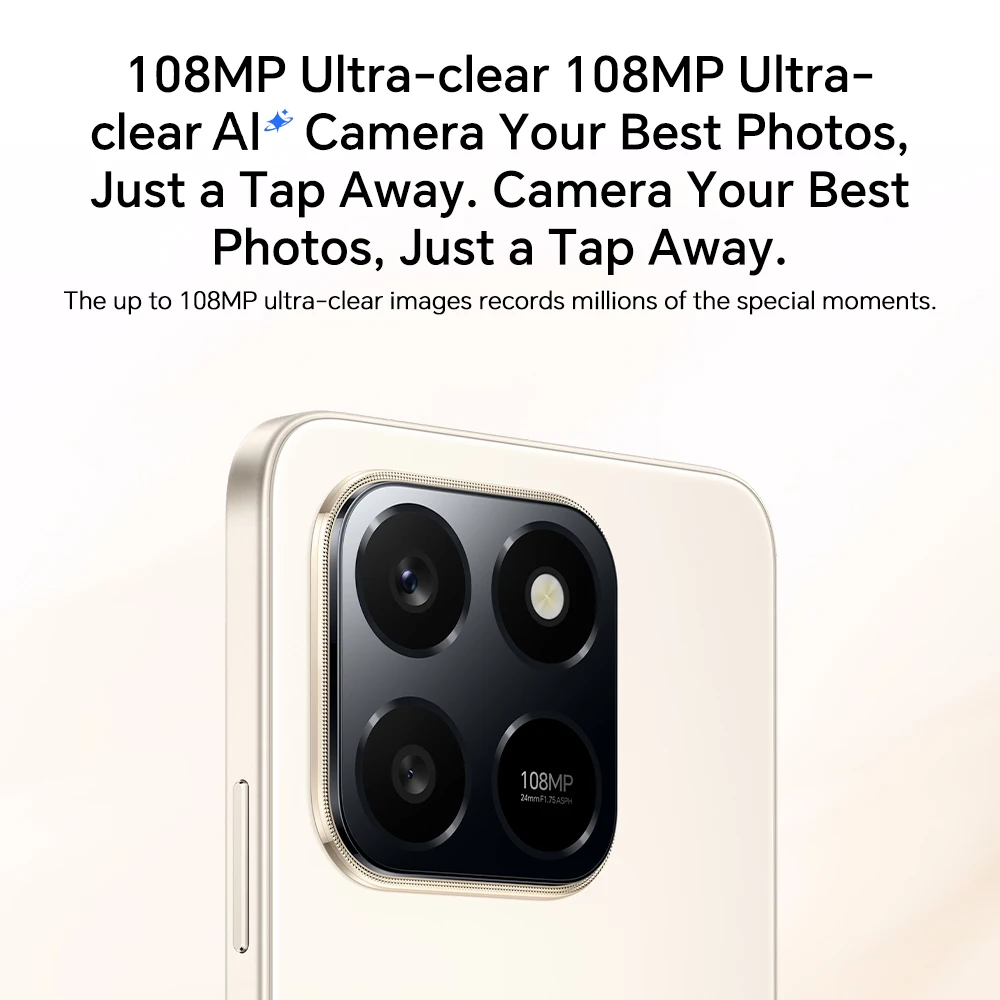 هاتف ذكي HONOR X7d 4G الإصدار العالمي Qualcomm Snapdragon 685 6.77 بوصة TFT شاشة LCD كاميرا 108 ميجابكسل زر AI فوري 6500 مللي أمبير NFC