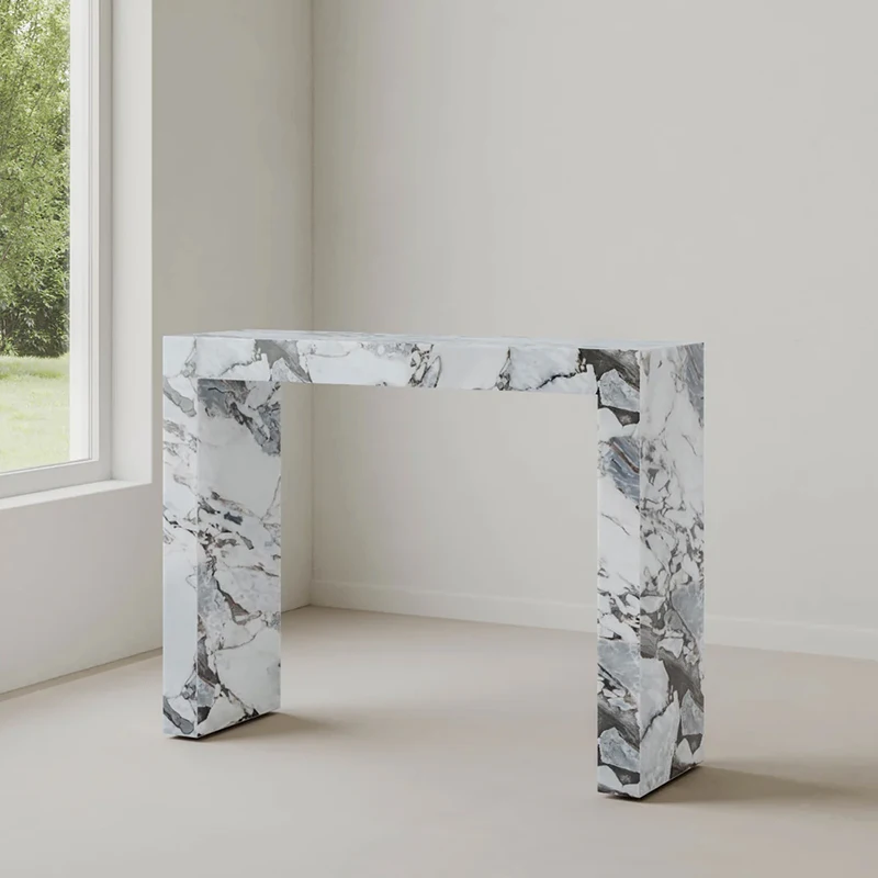 Modern Elephant White Light Blue Veins Marble Entrance Console Table for Entryway Living Room Home Villa Decoration Hallway