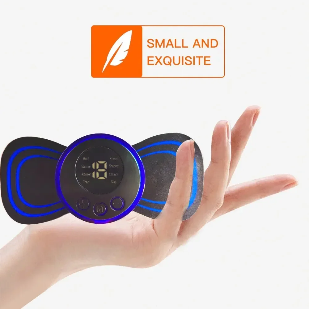 Mini Rechargeable Neck Massager Portable Electric Neck Massage Cervical Massage Patch 8 Modes 19 Level Relieve Muscle Fatigue