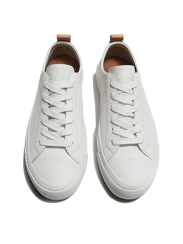 Withered Sneakers Women Fashion Girls Casual Shoes Woman England Simple White Cowhide Genuine Leather White Women Shoes