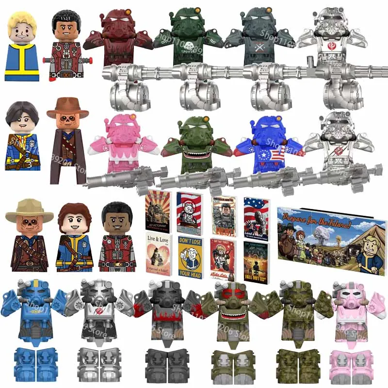 Hot Game T60 Mechs Soldiers Bricks Anime Cartoon MOC Mini Action Figures Compatible Building Blocks Toys Children Birthday Gifts