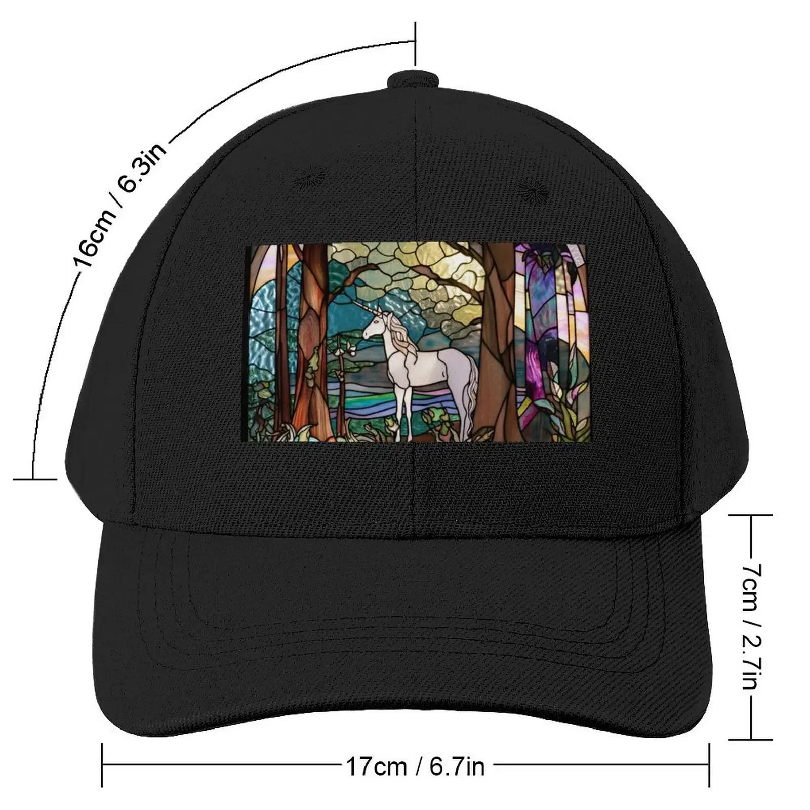 Stained Glass Unicorn Baseball Cap Streetwear Trucker Hat Thermal Visor birthday Man Women's