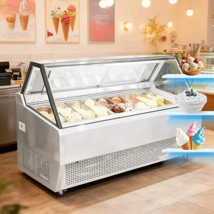 Customized Commercial Dessert Shop Ice Cream Display - Table Top Refrigerator Freezer Showcase Retail Sale