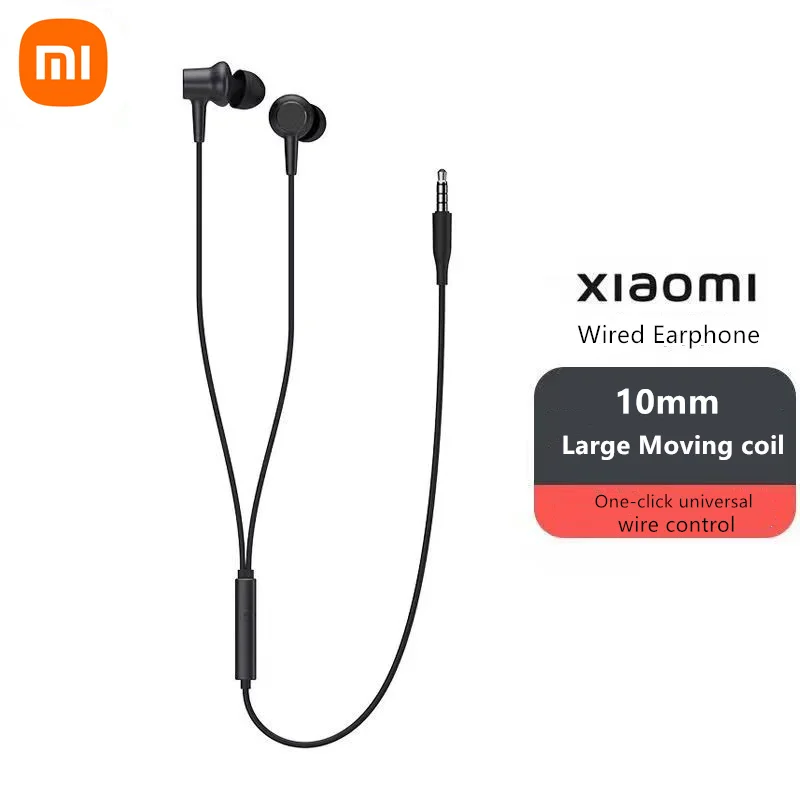 Xiaomi Mi Wired Earphone 3.5mm Jack In-ear Headset 10mm Large Moving-coil HD Mic for Call & Music