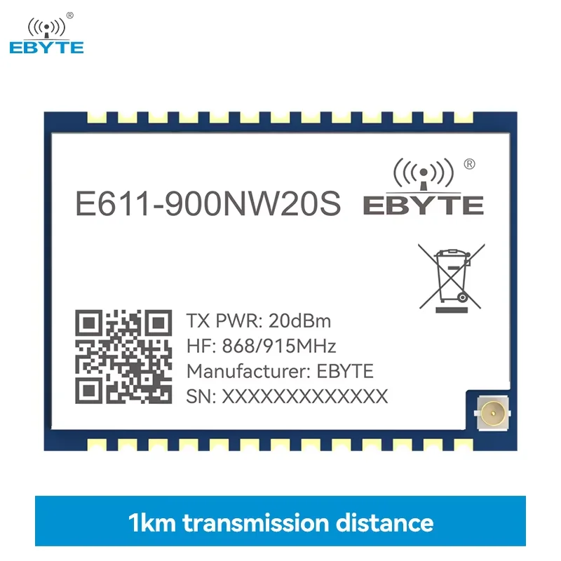 915MHz Long Distance Data and Image Transmission Module Star Networking EBYTE E611-900NW20S 1KM Wireless Module AT Command