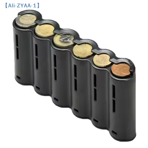 【ZYAA-1】1Pcs Portable 6 Slot Euro Coin Storage Dispenser Euro Coins Holder Collector With Spring For Home Waiter Driver Coins
