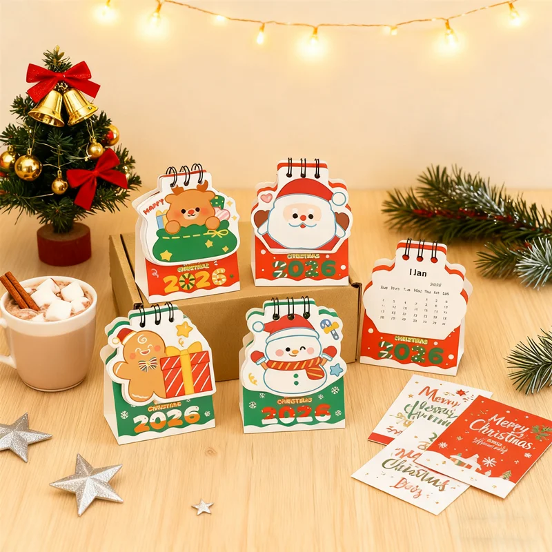 

Уникальный мини-рождественский настольный календарь HUAHUA на 2026 год с мультяшными узорами; Функциональный планировщик; Додает очарование вашего стола. HUAHUA